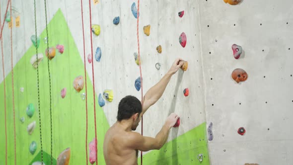 Man practicing rock-climbing 