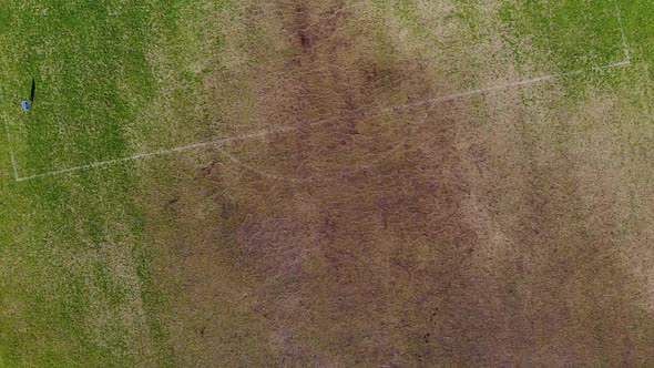 Aerial of Muddy Soccer Field Lines