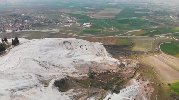 Aerial Drone View of Pamukkale Ancient City Hierapolis