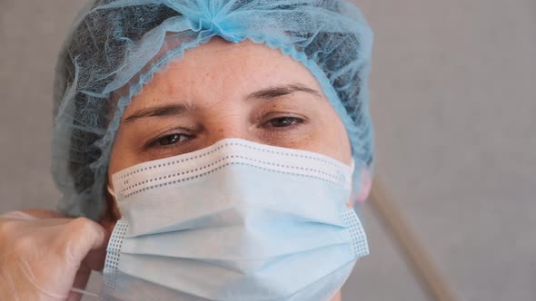 Portrait Female Doctor or Nurse in Uniform Feeling Down. Hard Work, Medical, Epidemic Concept