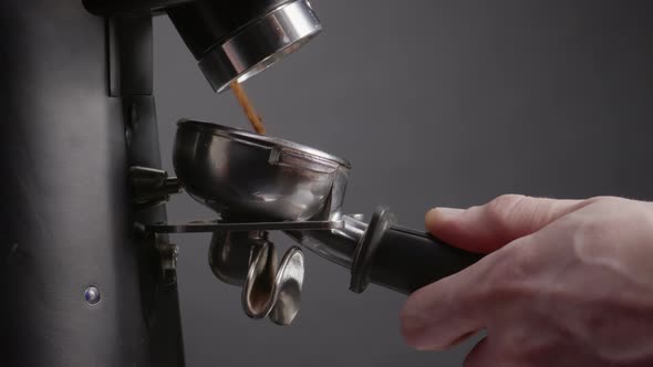 Ground Coffee Pouring Portafilter for Coffeemaker Closeup