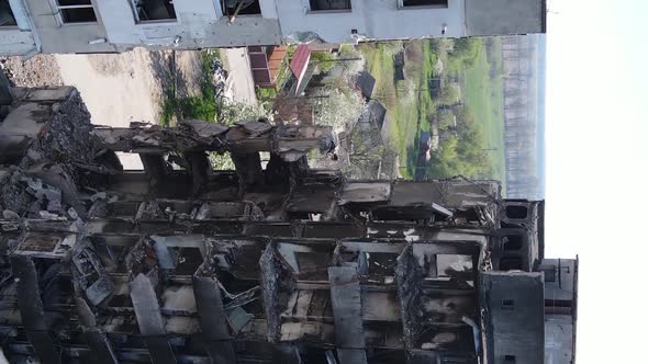 Vertical Video of a Destroyed Building in Borodyanka Ukraine