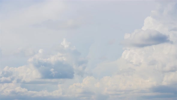 Puffy Clouds Sky Background, Natural Aerial View, Timelapse