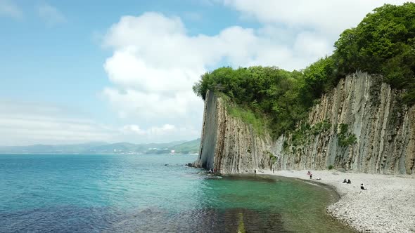 Drone View of Rocks Nature Sea and Water Skala Kiseleva is a Natural Monument on the Territory of