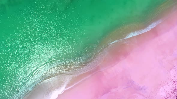 Aerial view drone camera of Beautiful tropical sea sandy beach and waves crashing against sand beach