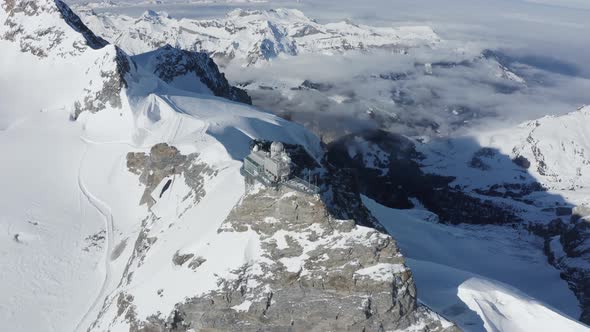 Aerial view of Jungfraujoch on Swiss Alps, Wengen, Bern, Switzerland.
