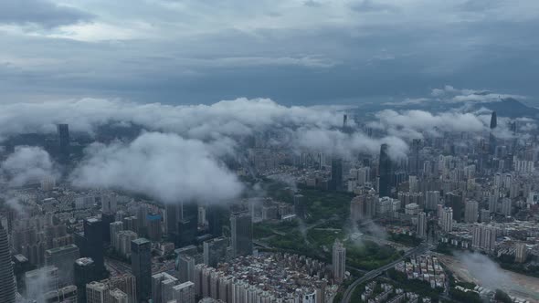 Aerial footage of landscape in shenzhen city,China, Hyperlapse