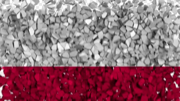 Poland Flag Breaking Rocks Transition