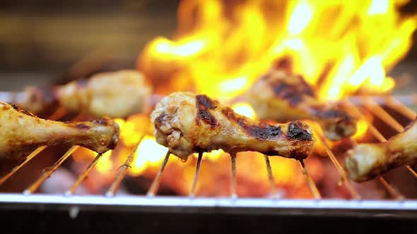 Grilled Chicken BBQ Cooked with a Fire