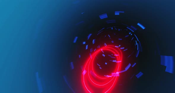 Tunnel with red and blue lights moving in a seamless loop alt