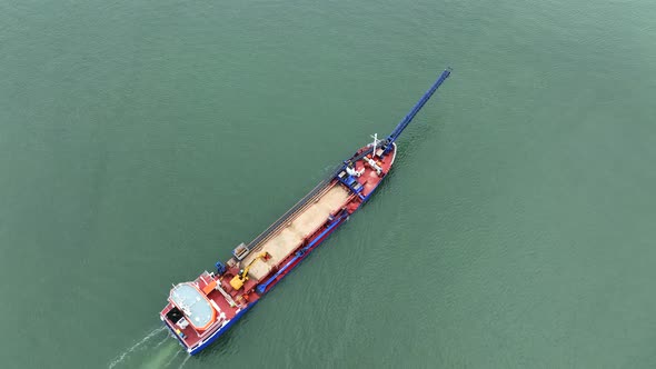 Self Unloading Bulk Carrier Vessel Aerial View
