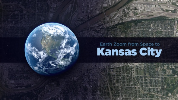 Kansas City (Missouri, USA) Earth Zoom to the City from Space