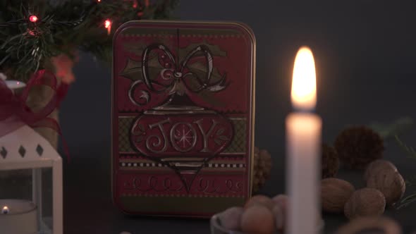 Metallic box with "Joy" inscription