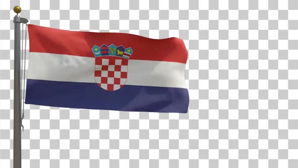 Croatia Flag on Flagpole with Alpha Channel - 4K