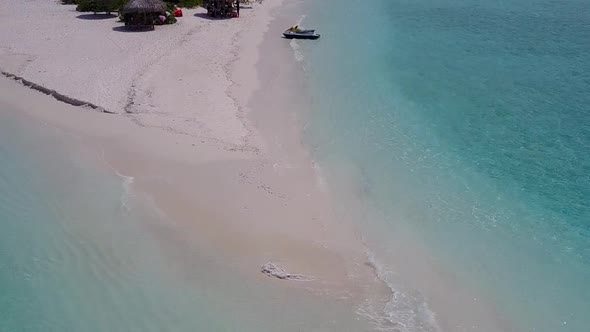 Aerial view travel of coast beach by clear ocean and sand background