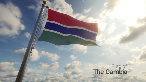 Gambia Flag on a Flagpole