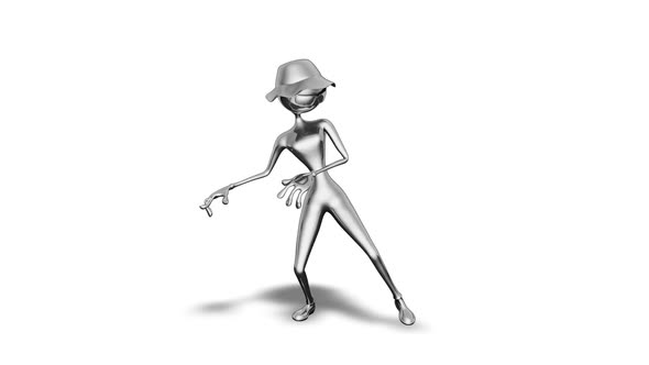 3D Silver Woman Dance  Looped on White