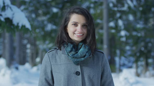 Girl smiling on a winter day