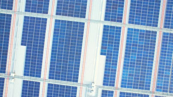 Top view of a solar power station on building roof