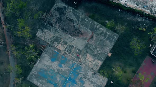 Old Basketball Sites and New Sports Playground Among Park