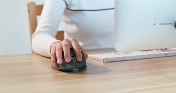 Woman work on computer at home