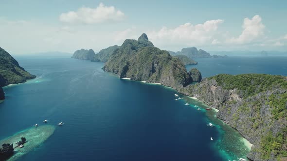 Amazing Seascape at Tropical Islands of Philippines Archipelago Aerial View