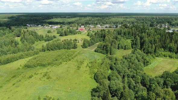 Flying Over a Russian Village on a Drone