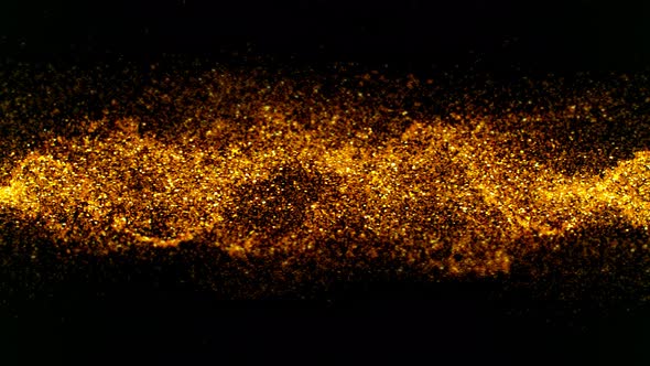 Super Slow Motion Shot of Golden Glitter Wavy Background at 1000fps alt