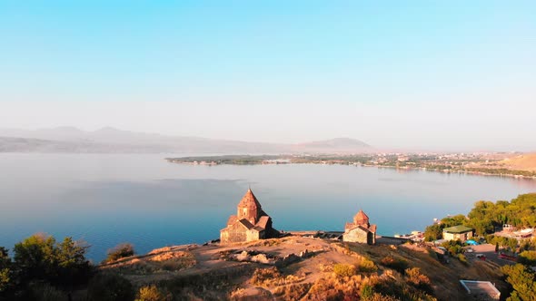 Sevan Church With Lake Panorama