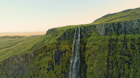 Beautiful Waterfall in East Iceland Close To Seljalandsfoss