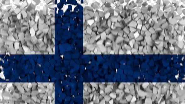 Finland Flag Breaking Rocks Transition