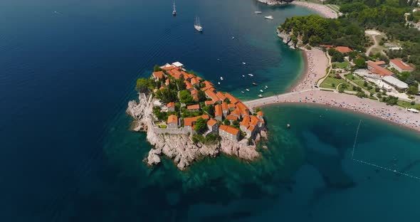 aerial view of sveti stefan Saint Stephen island