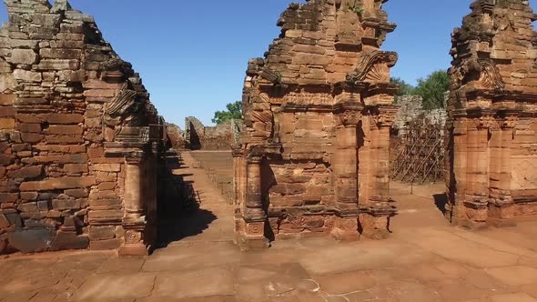 Aerial view Ruins of Jesuit Building, San Ignacio in Misiones (Argentina).