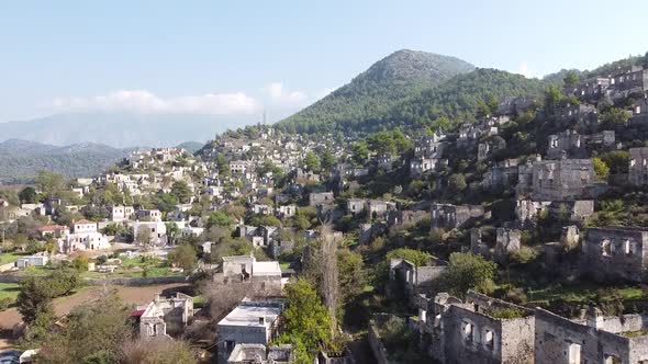 Abandoned Greek village Kayakoy, the famous ghost town in Fethiye, Turkey.
