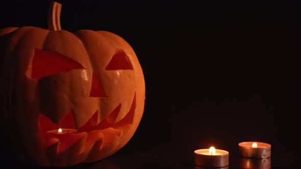 Halloween Pumpkins Head Jack o Lantern and Candles