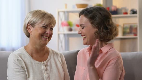 Female Neighbors Gossiping and Laughing Together, Trusting Relations, Slow-Mo