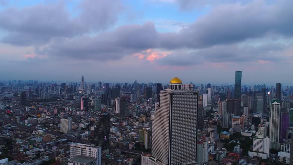 4K aerial drone footage of Bangkok skyline.