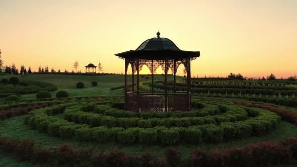 Scenic Landscape of Beautiful Summer Park Dobropark at Sunrise Motyzhyn Ukraine