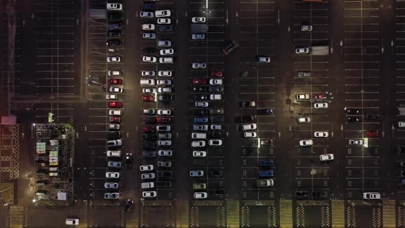 Top View on Mall Parking with Cars