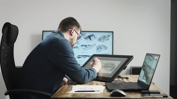 Industrial Design Studio with Graphic Tablet and Computers