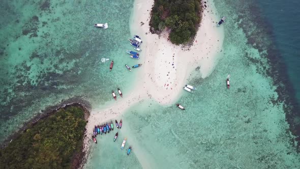 Aerial Top View of Beach on Tropical Islands