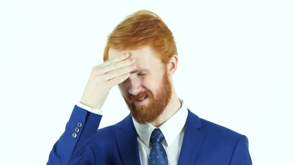 Headache, Upset Red Hair Beard Businessman