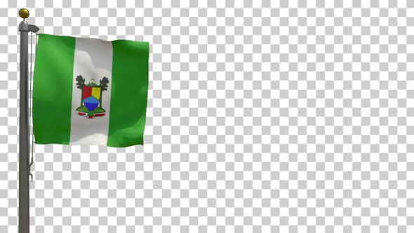 Lagos City Flag (Nigeria) on Flagpole with Alpha Channel - 4K