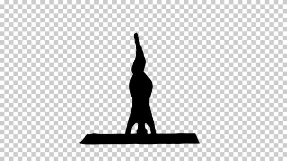 Silhouette woman doing yoga exercise variation, Alpha Channel alt