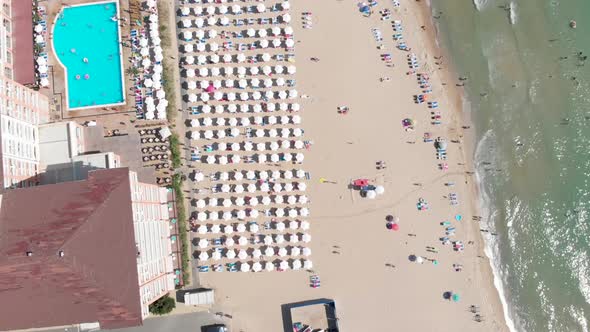 Aerial footage of the beautiful small town and seaside resort known as Obzor in Bulgaria