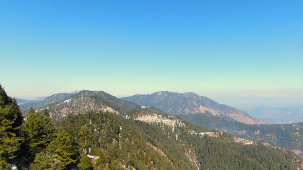 Aerial of the mountains of the Galyat area in Pakistan