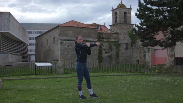 The Athlete Warms Up Before Training