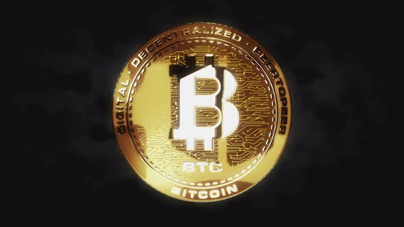 Bitcoin BTC cryptocurrency 3d hand coin toss