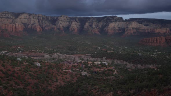 Pan right view of arizona mountain range and bike trails