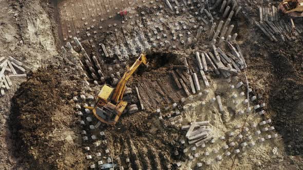 Aerial View of Construction Equipment